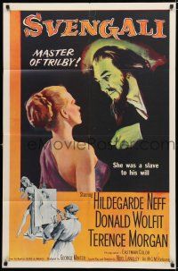 9z895 SVENGALI 1sh '55 sexy Hildegarde Neff was a slave to the will of crazy Donald Wolfit!