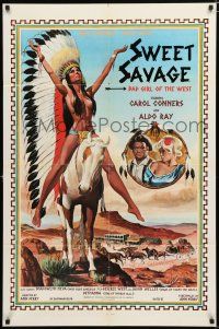9z897 SWEET SAVAGE 1sh '77 great art of naked Native American Indian Shadowlyn Neva!