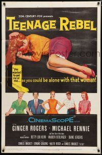 9z908 TEENAGE REBEL 1sh '56 Michael Rennie sends daughter to mom Ginger Rogers so he can have fun!