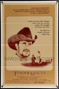 9z910 TENDER MERCIES 1sh '83 Bruce Beresford, great close-up portrait of Best Actor Robert Duvall!