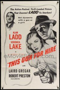 9z921 THIS GUN FOR HIRE military 1sh R60s great image of Alan Ladd with gun & sexy Veronica Lake!