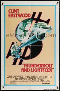 9z926 THUNDERBOLT & LIGHTFOOT style D 1sh '74 art of Clint Eastwood with HUGE gun by Arnaldo Putzu!