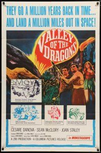 9z954 VALLEY OF THE DRAGONS 1sh '61 Jules Verne, dinosaurs & giant spiders in a world time forgot!