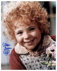 1a632 AILEEN QUINN signed color 8x10 REPRO still '80s smiling close portrait from Annie w/ drawing!