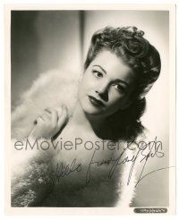 1a369 ANNE BAXTER signed 8x10 still '40s glamorous close portrait of the pretty star wearing fur!