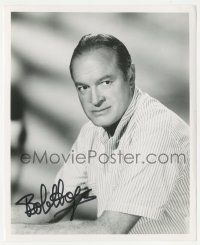 1a674 BOB HOPE signed 8x10 REPRO still '80s wonderful close up portrait in striped shirt!
