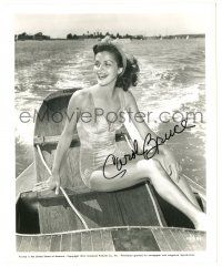 1a388 CAROL BRUCE signed 8x10 still '41 sexy smiling close up in swimsuit & riding on boat!