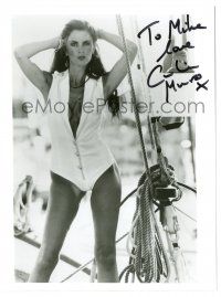 1a681 CAROLINE MUNRO signed 8x10 REPRO still '90s sexy full-length portrait in skimpy swimsuit!