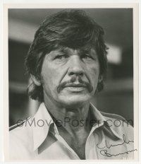 1a685 CHARLES BRONSON signed 8x9.5 REPRO still '80s serious head & shoulders portrait!