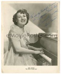 1a330 DEL WOOD signed 8.25x10 music publicity still '50s young portrait of the pianist at piano!