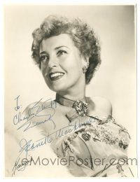 1a476 JEANETTE MACDONALD signed deluxe 7.5x9.75 still '41 great smiling portrait w/cool dress & fur!