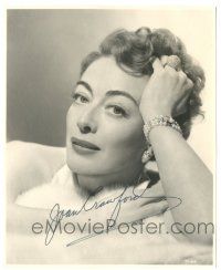 1a481 JOAN CRAWFORD signed deluxe 7.75x9.5 still '40s head & shoulders portrait with fur & pearls!