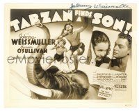 1a490 JOHNNY WEISSMULLER signed 8x10.25 still '39 great image of the 1/2sh from Tarzan Finds a Son!