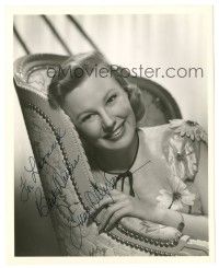1a493 JUNE ALLYSON signed 8x10 still '45 pretty seated smiling portrait from Music For Millions!