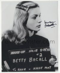 1a811 LAUREN BACALL signed 8x10 REPRO still '80s hair & makeup test photo from To Have & Have Not!