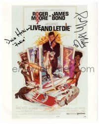 1a825 LIVE & LET DIE signed color 8x10 REPRO still '90s by BOTH David Hedison AND Geoffrey Holder!
