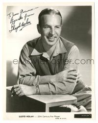 1a520 LLOYD NOLAN signed 8x10 still '40s close smiling seated portrait holding a cigarette!