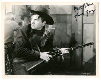 1a556 NOAH BEERY JR signed 8x10.25 still '49 cowboy close up with rifle from The Savage Horde!