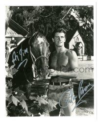 1a864 PETER BROWN signed 8x10 REPRO still '80s cool barechested western portrait with his horse!