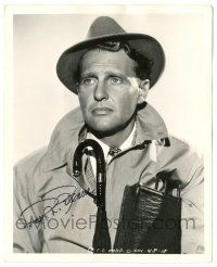 1a570 RALPH BELLAMY signed deluxe 8x10 still '39 c/u in trenchcoat His Girl Friday by A.L. Schafer!