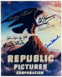 1a872 REPUBLIC PICTURES signed color 8x10 REPRO still '80s by EIGHT stars over the studio logo!