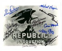 1a871 REPUBLIC PICTURES signed 8x10.25 REPRO still '80s by TWELVE stars over the studio logo!