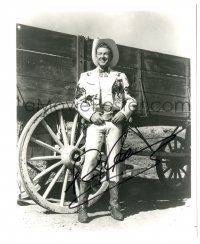 1a873 REX ALLEN signed 8x10 REPRO still '80s full-length smiling cowboy portrait by wagon!