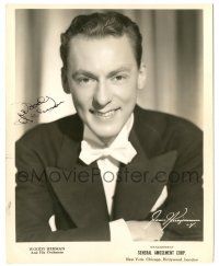 1a360 WOODY HERMAN signed 8x10 music publicity still '40s smiling portrait by James Kriegsmann!