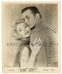 1a624 ZSA ZSA GABOR signed 8x10 still '58 great romantic close up from Queen of Outer Space!