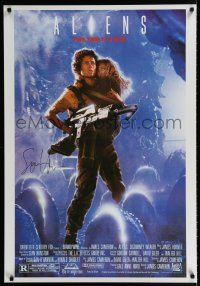 1a626 ALIENS signed REPRO 1sh '86 by Sigourney Weaver, this time it's war, James Cameron sequel!
