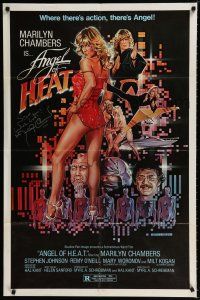 1a014 ANGEL OF H.E.A.T. signed 1sh '82 by Marilyn Chambers, sexy art, she's where the action is!