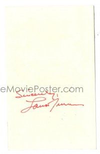 1a261 LANA TURNER signed 4x6 index card '80s it can be matted & framed with a still!