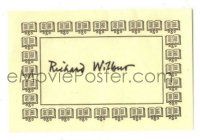 1a280 RICHARD WILBUR signed 3x4 bookplate '80s the famous Poet Laureate/Pulitzer Prize winner!