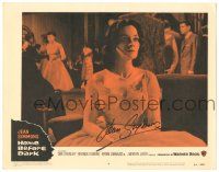 1a039 HOME BEFORE DARK signed LC #4 '58 by Jean Simmons, c/u in pretty dress & pearl necklace!