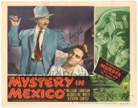 1a056 MYSTERY IN MEXICO signed LC #3 '48 by Robert Wise, c/u of Walter Reed brutally pistol-whipped!