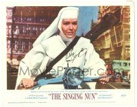 1a072 SINGING NUN signed LC #7 '66 by Debbie Reynolds, who's riding Vespa with guitar on her back!