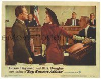 1a078 TOP SECRET AFFAIR signed LC #2 '57 by Kirk Douglas, who's in court with Susan Hayward!