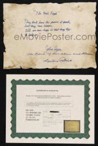 1a145 MOLE PEOPLE signed handwritten note '90s by BOTH John Agar AND Cynthia Patrick!