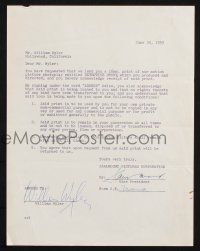 1a120 WILLIAM WYLER signed 8.5x11 receipt '59 borrowing Detective Story 16mm print from Paramount!