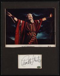 1a005 CHARLTON HESTON matted signed index card '80s Ten Commandments image ready to frame!