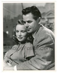 1b065 DOCTOR & THE GIRL deluxe 10.25x13 still '49 c/u of Glenn Ford holding Janet Leigh from behind!