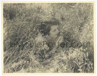 1b140 JANET GAYNOR deluxe 11x14 still '20s pretty portrait hiding in a field of tall grass!