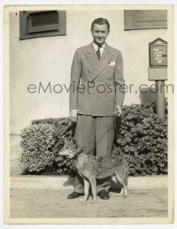 1b218 ROBERT YOUNG deluxe 10x13 still '40s full-length posing with zoo coyote on leash by Graybill!