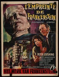 1c120 EVIL OF FRANKENSTEIN Belgian '64 Peter Cushing, great different monster image!