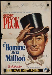 1c149 MAN WITH A MILLION Belgian '54 Gregory Peck picks up million babes & laughs, by Mark Twain!