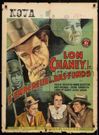 1c164 SHADOW OF SILK LENNOX pre-war Belgian '35 wonderful art of Lon Chaney Jr in title role!