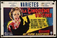 1c176 WHILE THE CITY SLEEPS Belgian '56 Wik art of Lipstick Killer's victim, Fritz Lang noir!