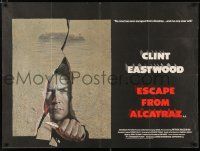1c284 ESCAPE FROM ALCATRAZ British quad '79 cool artwork of Clint Eastwood busting out by Lettick!