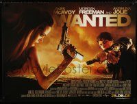 1c340 WANTED advance DS British quad '08 sexy Angelina Jolie & James McAvoy with guns!