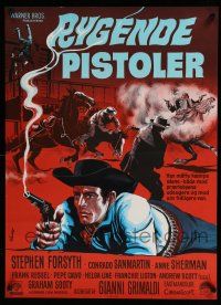1c796 IN A COLT'S SHADOW Danish '65 cool Wenzel artwork of cowboy w/smoking revolver!